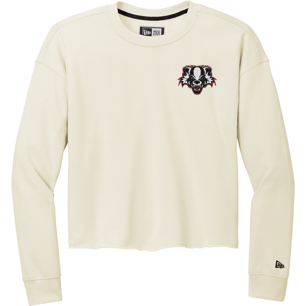 Scary Badgers New Era Ladies Tri-Blend Fleece Crop Crew