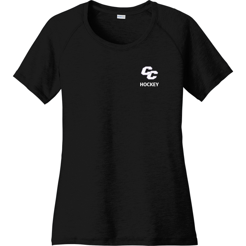 Curry College Ladies PosiCharge Tri-Blend Wicking Scoop Neck Raglan Tee