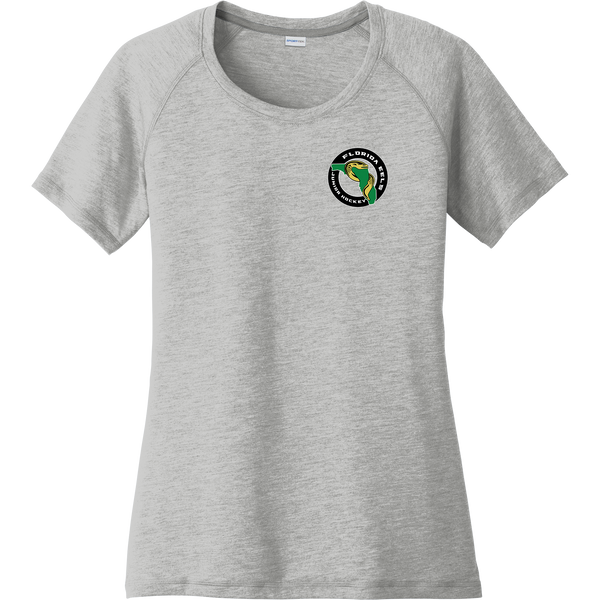 Florida Eels Ladies PosiCharge Tri-Blend Wicking Scoop Neck Raglan Tee